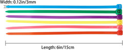 Qdishi 600Pcs Small Colored Zip Ties 6 Inch Multi-Color Zip Wire Tie for Deco Me