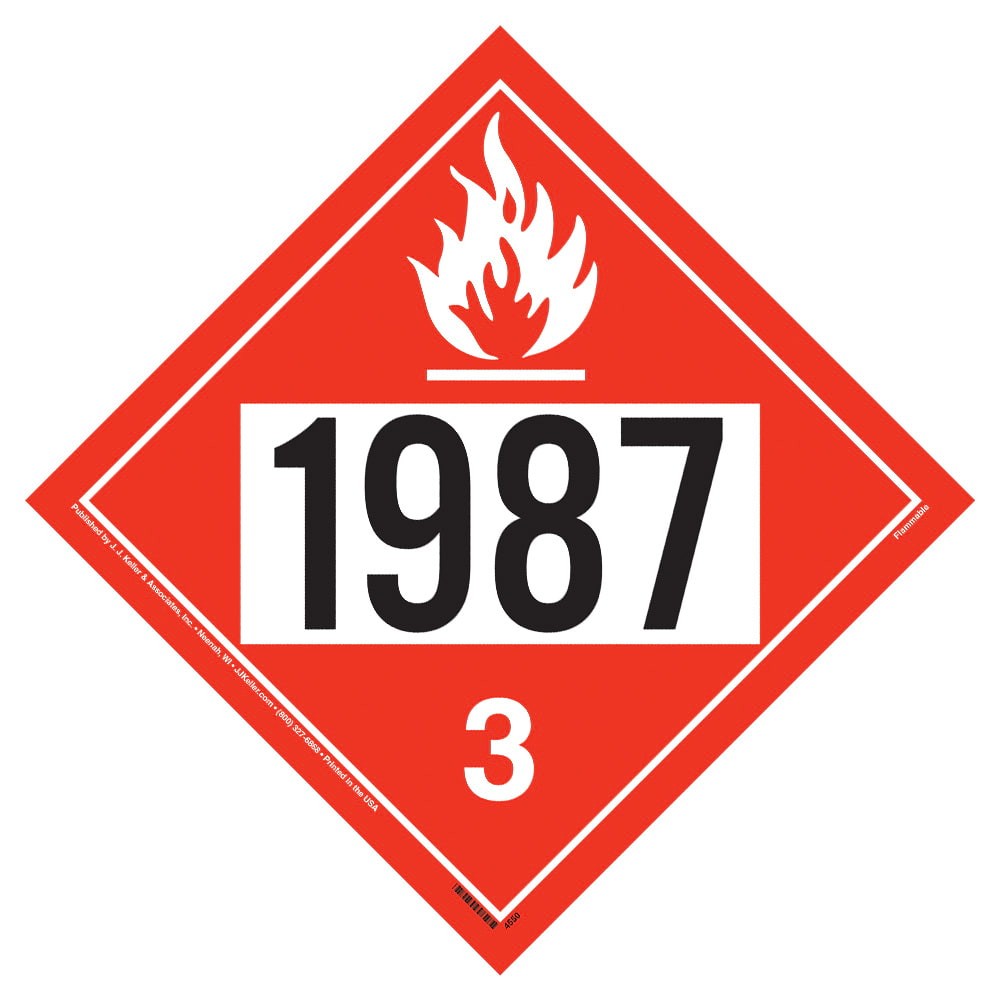 1987 Placard, Class 3 Flammable Liquid 10-pk, 10.75″ x 10.75″ Plastic
