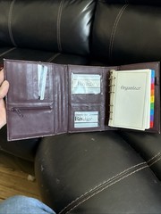 Vintage 1993 Leather 6 Ring Organizer Planner Address Book 7.5 x5 Snap Front