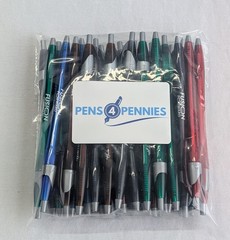 30 Misprint Click Pens Lot JAVALINA JEWEL Hub Pen TRANSLUCENT COLOR MIX Blue Ink