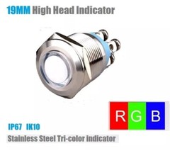 19mm RGB Indicator Signal Light Stainless Steel Waterproof LED Power Light