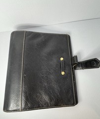 Franklin Covey Leather Planner Classic Original Vintage Aurora Collages Black