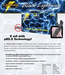 Box of 100pcs Black Lightning Nitrile 6Mil Gloves Size X-Large Atlantic Safety