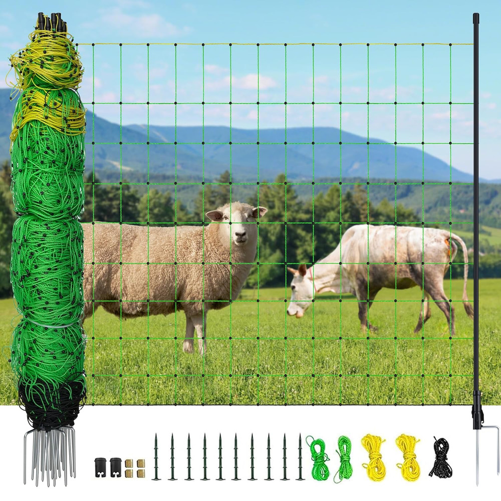 Electric Fence Netting, 164’L X 42.5″ H Electric Fence Kit for Livestock, Goat,