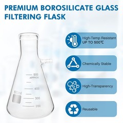 500 mL Buchner Funnel Filtering Vacuum Filtering Flask w/ Handheld Vacuum Pump