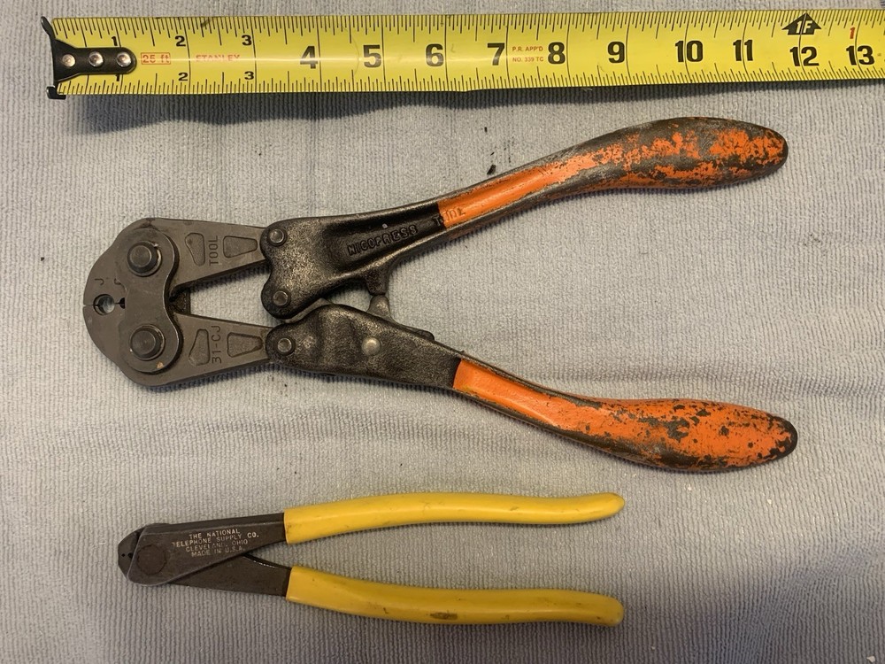 Vintage Nicopress Crimping Tool SET. National Telephone Supply Co Cleveland