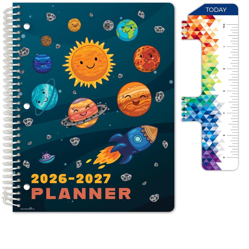 Global Datebooks 2026-2027 8.5 inches x 11 inches, Space Happy Planets