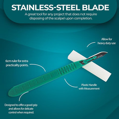 10-Pack Disposable Surgical Scalpel (#10) Knives, Sterile Stainless Steel Blades