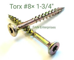 Torx 1-1/4 to 4″ Star Flat Head with nibs Yellow Zinc Type 17 Outdoor Wood Screw