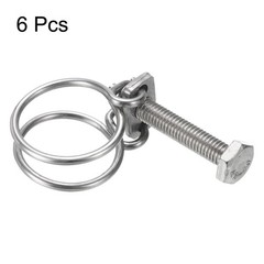 6Pcs Double Wire Hose Clamp 28-32mm Adjustable Hose Clip with M8 Bolt
