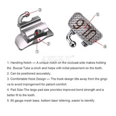 10X Dental Orthodontic Buccal Tubes 1st Molar Roth 022 Tube Convertible AZDENT
