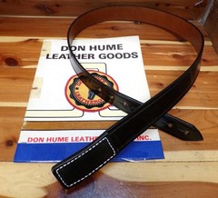 B113 WT 38″ HUME Black Leather 1.5″ Buckleless Stud Mechanic / Gun Holster Belt