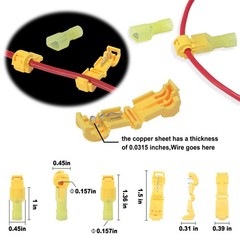60 Pcs/30 Pairs Quick Splice Wire Terminals T-Tap Red, Blue, Yellow