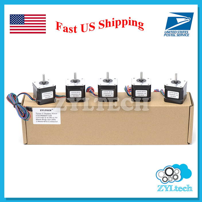 US Shipping 5X Nema17 Stepper Motor 1.5 A 0.42 Nm 59 ozin for 3D printer and CNC