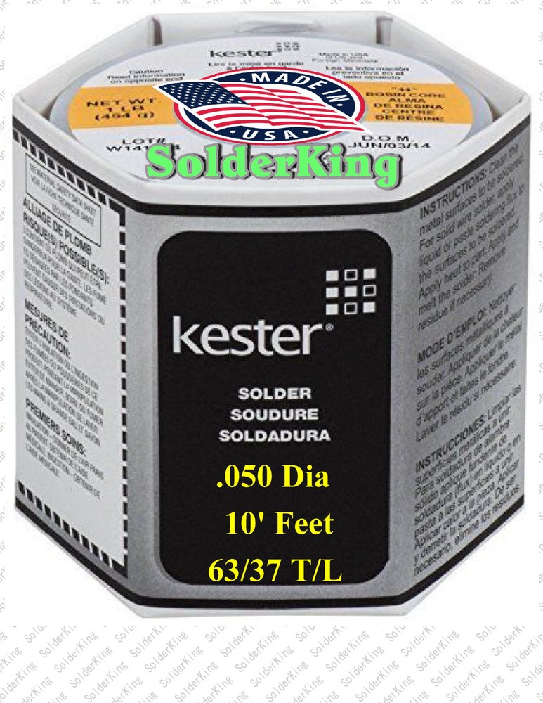 GENUINE KESTER SOLDER 63/37, 0.050” (1.07mm) ROSIN CORE, 10 FEET + FREE FLUX