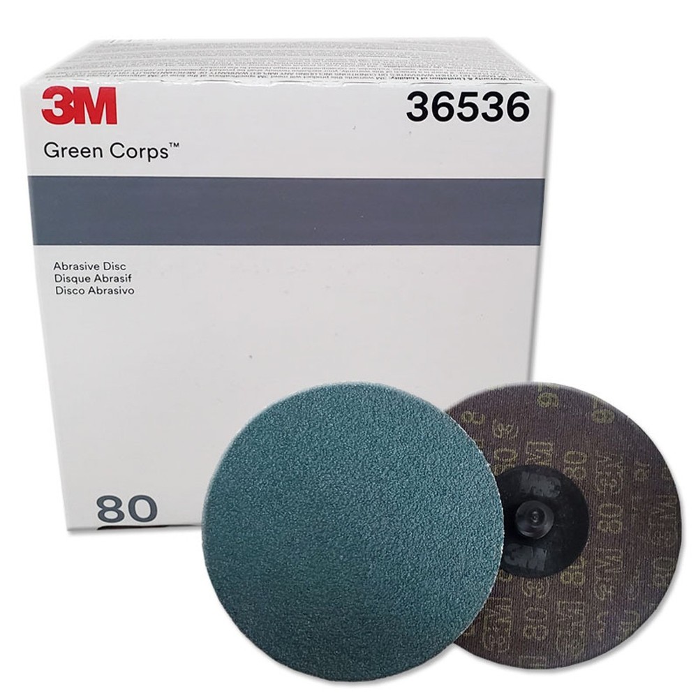 3M 36536 | Green Corps Roloc Disc, TR, 3.000″ x 80 Grit (Replaces 01406) {25pk}