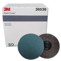 3M 36536 | Green Corps Roloc Disc, TR, 3.000″ x 80 Grit (Replaces 01406) {25pk}
