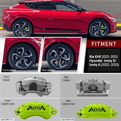 Lime Green Brake Caliper Covers Black Lettering 4pcs Fits Kia EV6 2022-2025