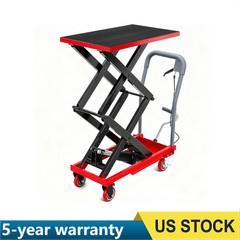 Hydraulic Double Scissor Lift Table Cart 330lbs Capacity 11-50″ Lifting Height