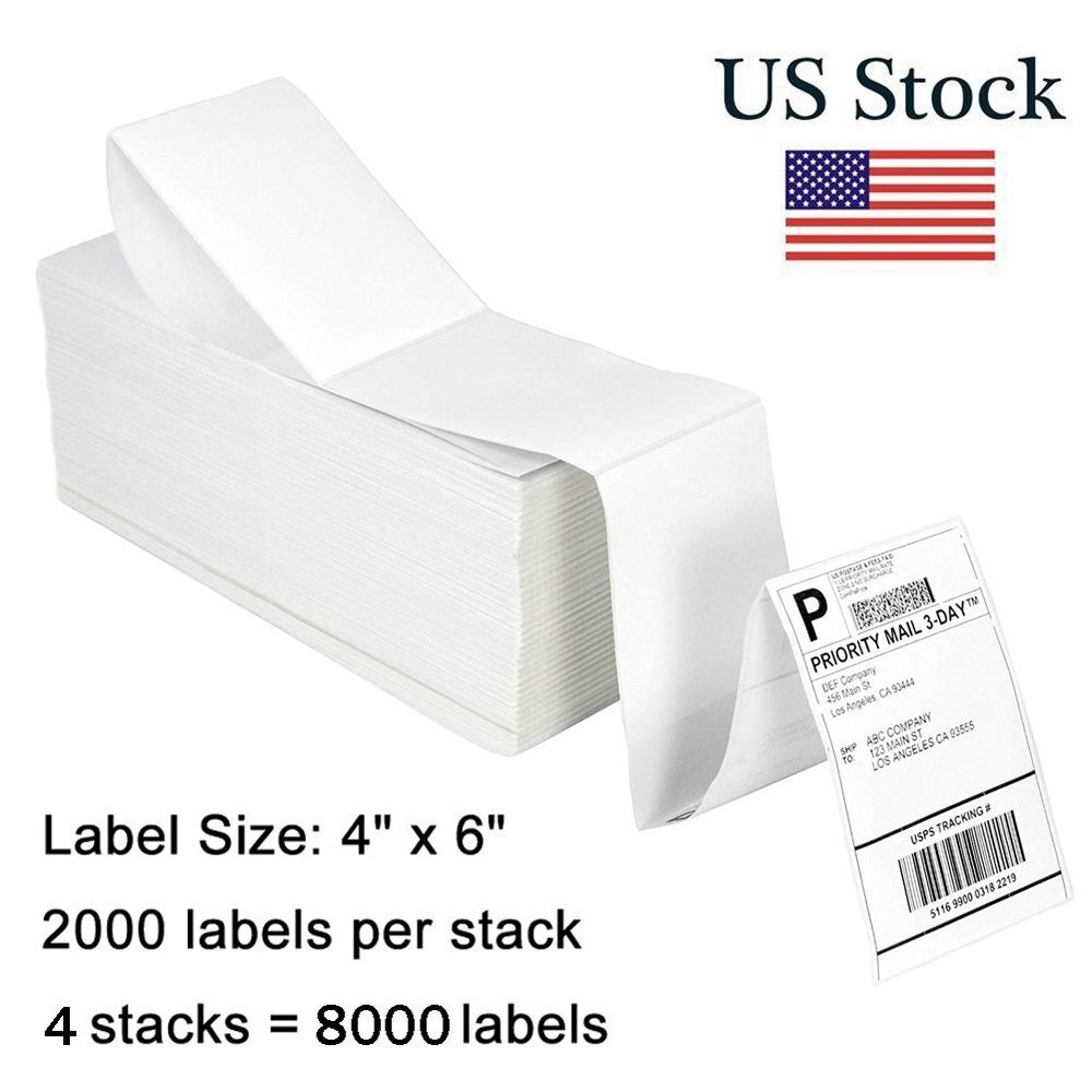 8000 Fanfold 4×6 Direct Thermal Labels Barcode Shipping Labels for Zebra & Rollo