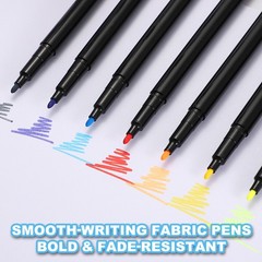 6 x Dark Grey Permanent Fabric Markers for Cloths Coloring Drawing