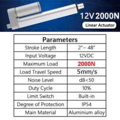 2000N 449lb Linear Actuator Motor 12V 16″ 36″ 40″ 48″ 1000 1200mm Remote Control