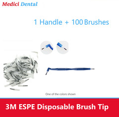 Dental Disposable Brush Applicators 100 Pieces & with Handle, Bendable Brushes
