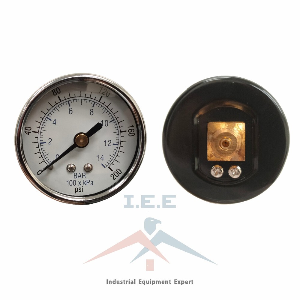 Air Compressor Pressure / Hydraulic Gauge 2″ Face Back Mount 1/8″ NPT 0-200 PSI
