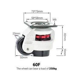 4X Leveling Machine Caster with Rubber Pad Retractable Workbench Caster Wheel