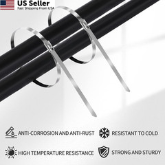 Metal Zip Ties 11.8 inch 100pcs 11.8x 0.18 x 0.01 inches (L*W*T), Silver