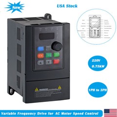 ATO 220V VFD, 1HP 0.75KW 4.7A, Single Phase to 3 Phase Variable frequency drive