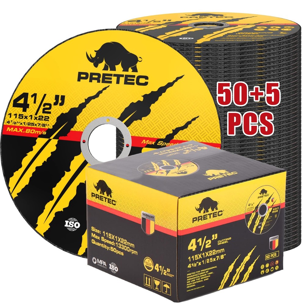 Cut Off Wheels 41/2″, PRETEC 50+5 Pack Metal Cutting Wheel,Thin 4.5” Metal & …