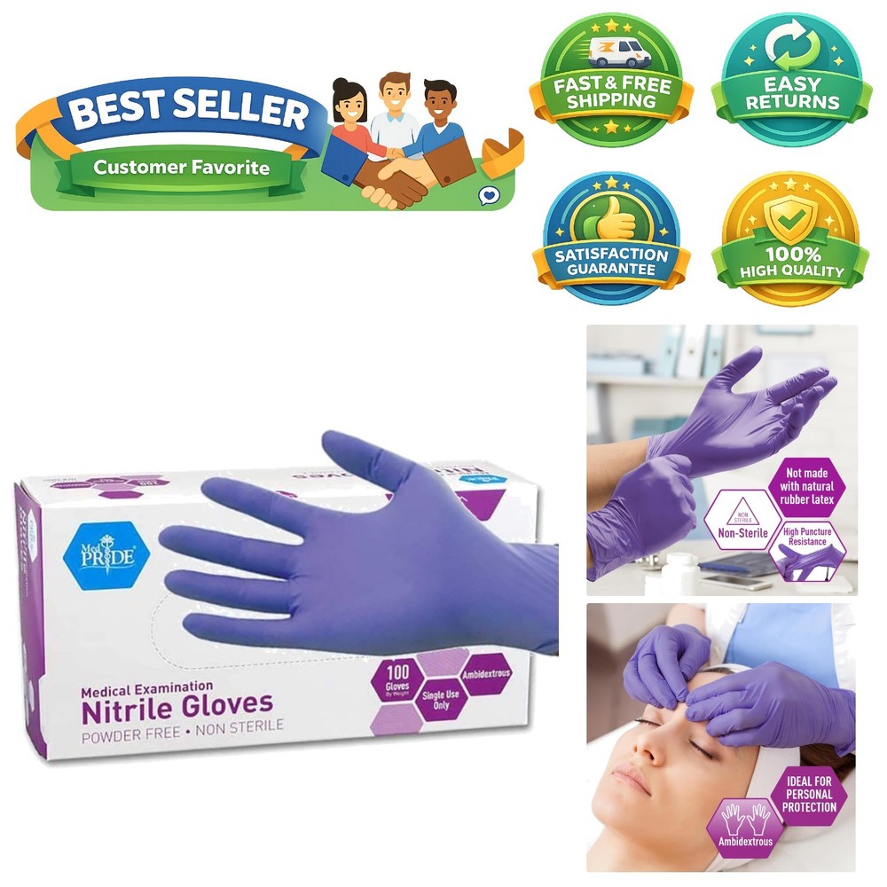 Large-Pack Medical-Grade Powder-Free Nitrile Gloves – 100 Count for Safety First
