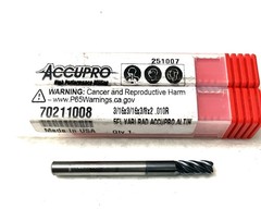 2PC Accupro 70211008 3/16″ 5FL Corner Radius End Mill .01R Solid Carbide AlTiN