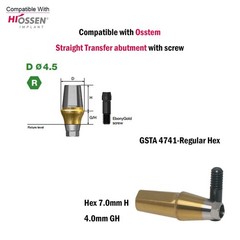 Titanium Straight Cemented Abutment D4.5/5.0/6.0 For Osstem Hiossen TS Regular