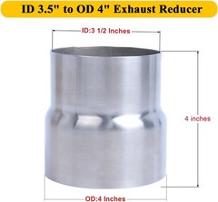 Universal Stainless ID 3.5 inch to OD 4 inch Exhaust Adapter Reducer (3-1/2″ ID
