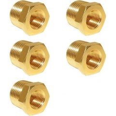 5 Pieces Hex Bushing Brass Reducer 1/2″ to 1/4″ NPT Pipe Fitting Male Female