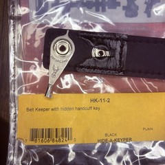 Belt Keeper w/ Hidden Handcuff Key HK-11 Hide-a-Keyper Black Leather Chrome Snap