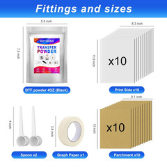 DTF Powder, DTF Transfer Powder, DTF Transfer Film and Powder Kit for Sublimatio