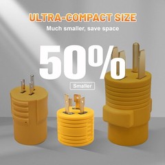 RV Power Adapter NEMA L5-30P to TT-30R Twist Lock Generator Plug Male to Female