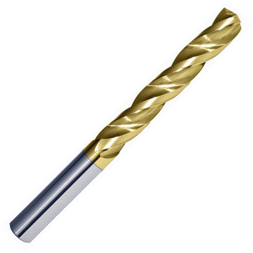 4mm Diameter 3 Flute Carbide Drill 150Deg Split Point TiN Coated 35mm Flute