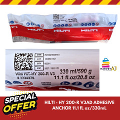HILTI (10 Und) HIT HY 200-R V3ADHESIVE ANCHOR 11.1 fl oz/330ml EXP. 05/28/2025