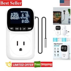 Heavy-Duty 15A Fahrenheit Thermostat Socket with Timer for Greenhouse & Aquarium
