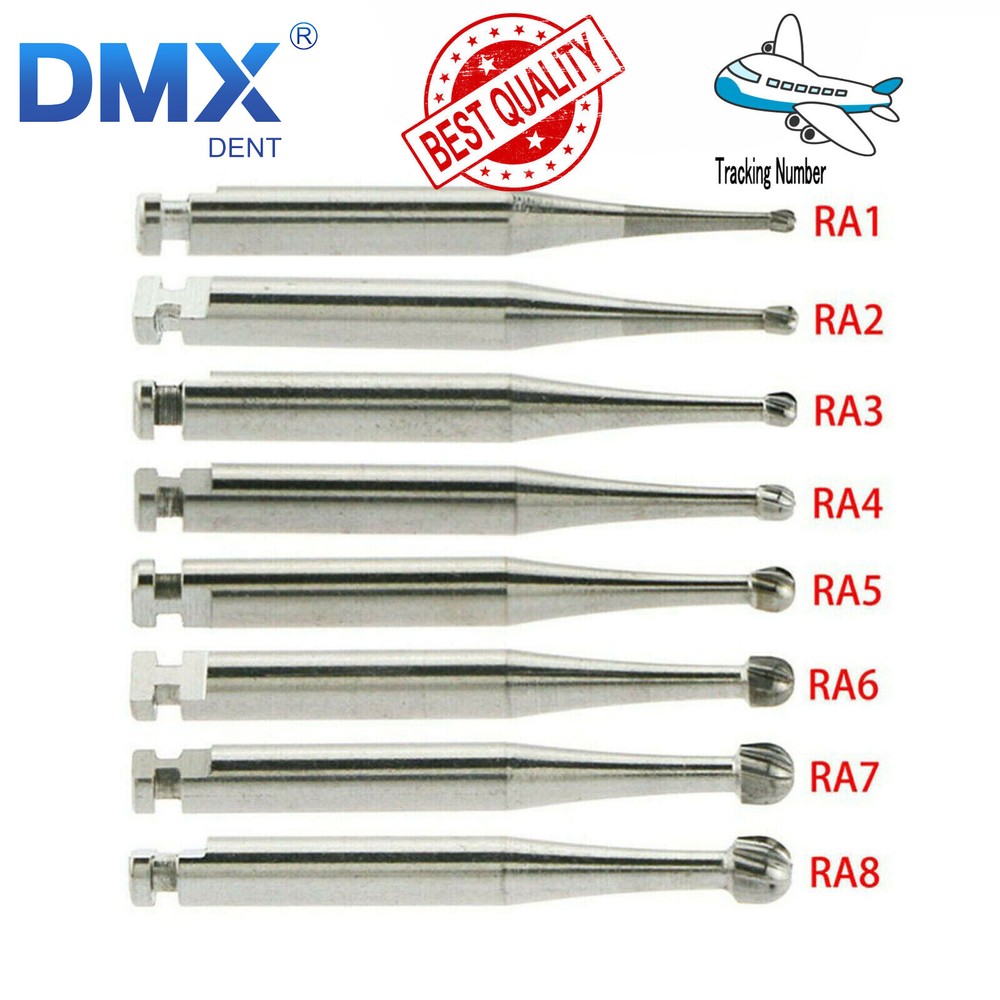DMXDENT Dental Round Tungsten Carbide Burs RA#1-8 Latch for Low Speed Handpiece