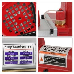 4CFM Rotary Vane Air Vacuum Pump HVAC 1/3HP A/C Refrigeration Kit Manifold Gauge