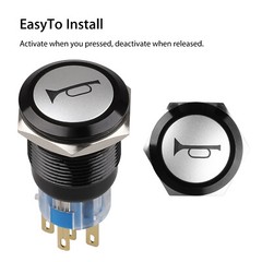 USA 12V 19mm Momentary LED Marine Car Stainless Horn Push Button Light Switch
