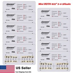 10 packs Dental Orthodontics Metal Bracket Braces Mini MBT 022″Slot Hooks 3-4-5