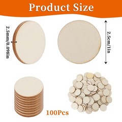 Giantree 100 Pcs 1 Inch Unfinished Wood Circle Disc, Round Blank Wooden…