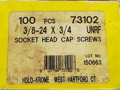 100 Count Holo-Krome 73102 3/8″-24 x 3/4 UNRF Fine Thread Socket Head Cap Screws