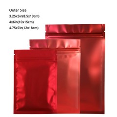 Assorted Size Frosted Clear Front Matte Red Back Foil Mylar Zip Seal Bags R03